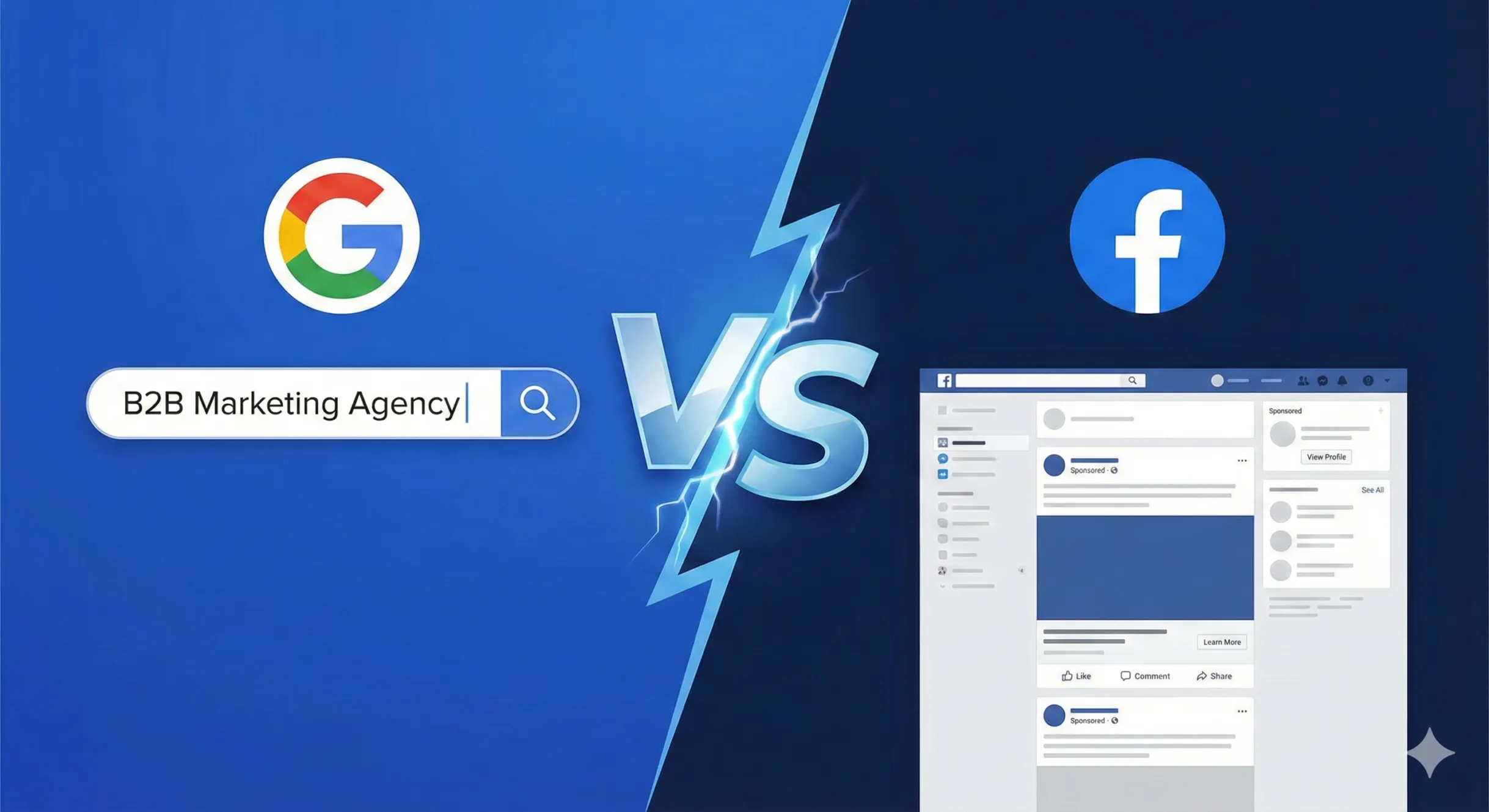 Comparatif Google Ads contre Facebook Ads pour le marketing B2B.