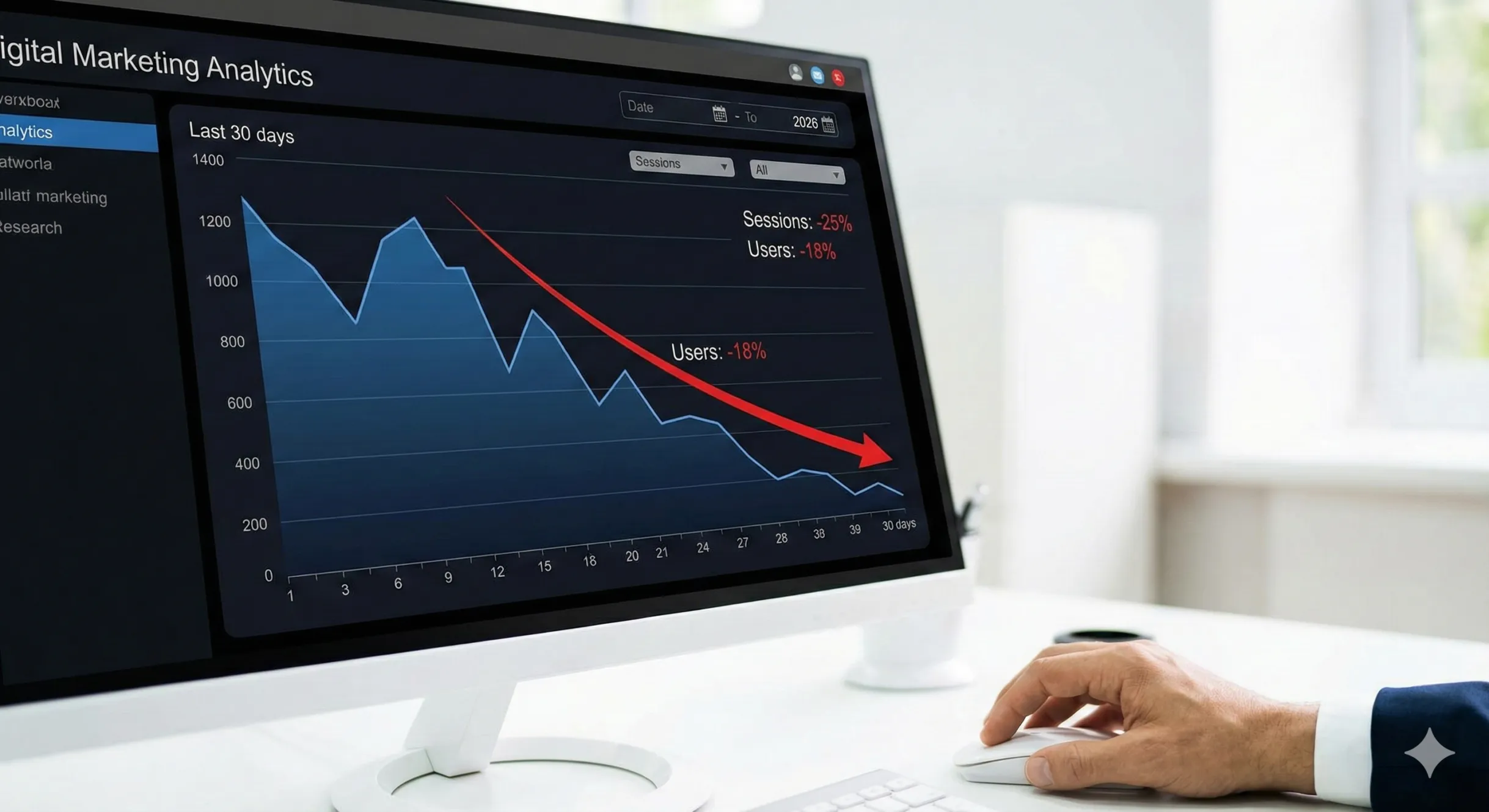 Graphique de baisse de trafic